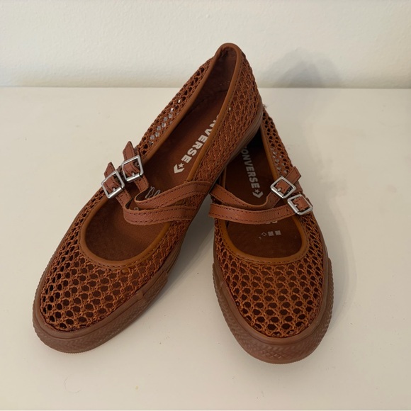 Converse Shoes - Converse Brown Mesh Double-Buckle Mary Jane Shoes